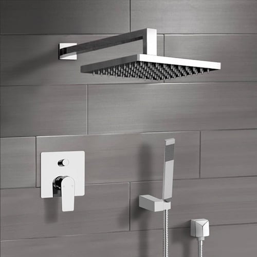 Rain Shower System with Handheld, Square Rain Shower Head, Shower Faucet Set Remer SFH22